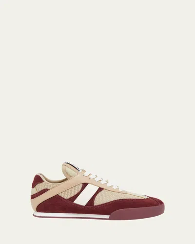 Chloé Kick Mixed Leather Retro Low-top Sneakers In Burgundy