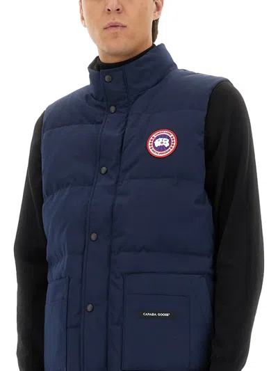 Canada Goose Charcoal Polyester Blend Freestyle Sleeveless Down Jacket In Blue