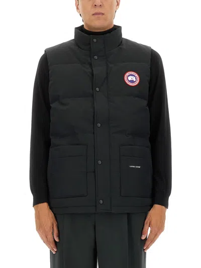 Canada Goose Charcoal Polyester Blend Freestyle Sleeveless Down Jacket In Black