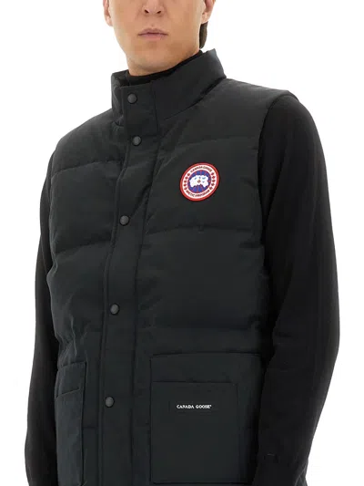 Canada Goose Charcoal Polyester Blend Freestyle Sleeveless Down Jacket In Black