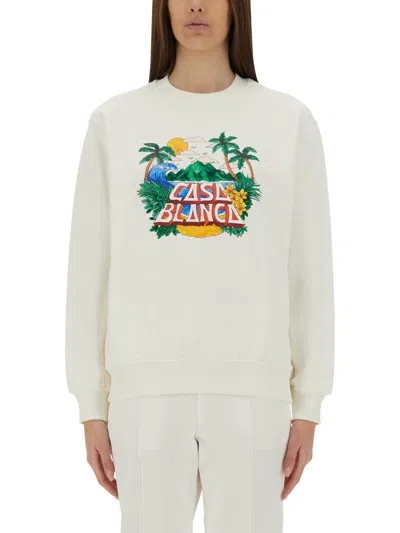 Casablanca Women Home Beach Wave Sweatshirt In White