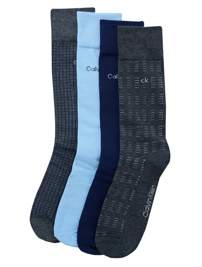 Calvin Klein 4-pack Assorted Dress Socks In Blue