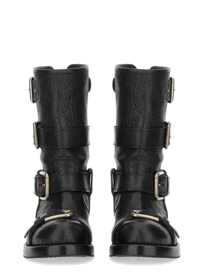 Dolce & Gabbana Leather Boot With Buckles In Multi