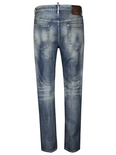 Dsquared2 Medium Blue Straight-leg Jeans With Traditional Five-pocket Design In Blue