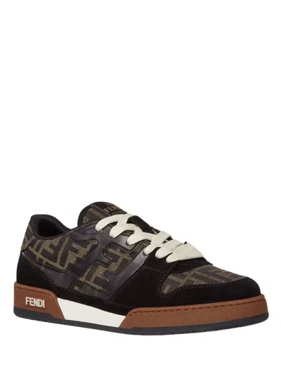 Fendi Match Ff Jacquard Low-top Sneakers In Brown