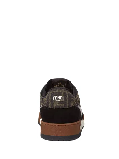 Fendi Match Ff Jacquard Low-top Sneakers In Brown