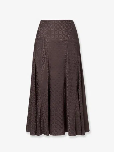 Fendi Women Midi Ff Jacquard Silk Skirt In Multi