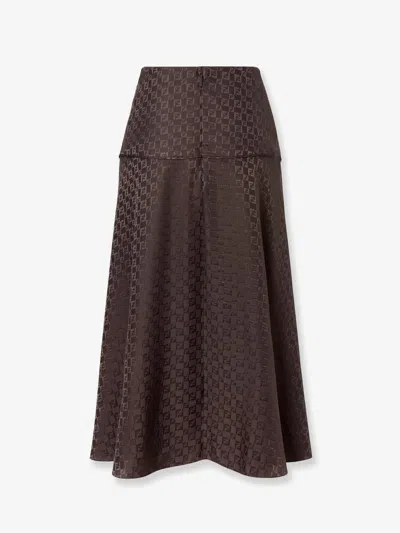 Fendi Women Midi Ff Jacquard Silk Skirt In Multi