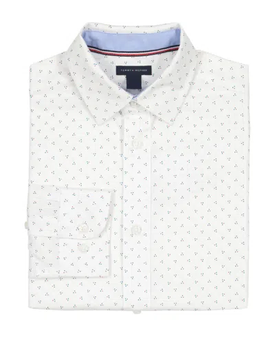 Tommy Hilfiger Boys 8-20 Long Sleeve Triangle Dot Geometric Print Shirt In White