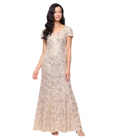 Alex Evenings Sequin Cord Lace A-line Evening Gown In Multi