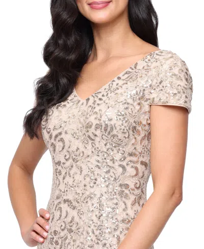 Alex Evenings Sequin Cord Lace A-line Evening Gown In Multi