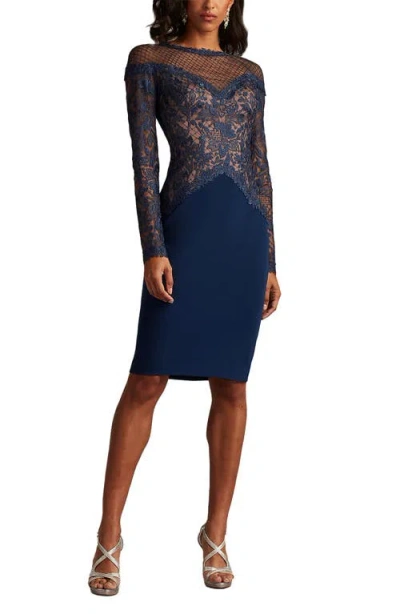 Tadashi Shoji Embroidered Lace Long Sleeve Cocktail Dress In Multi