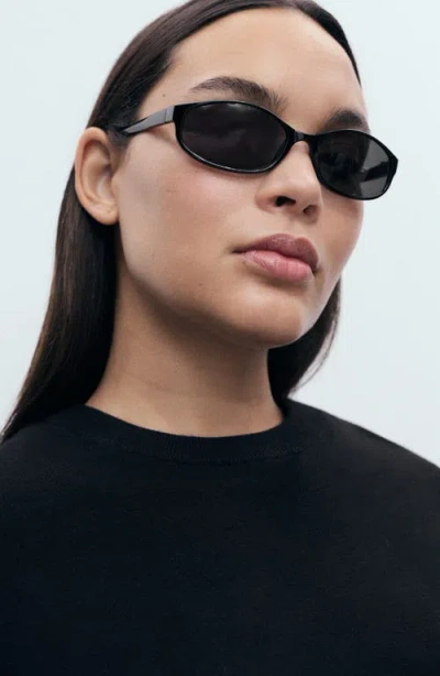 Mango Short Sleeve Sweater In Black