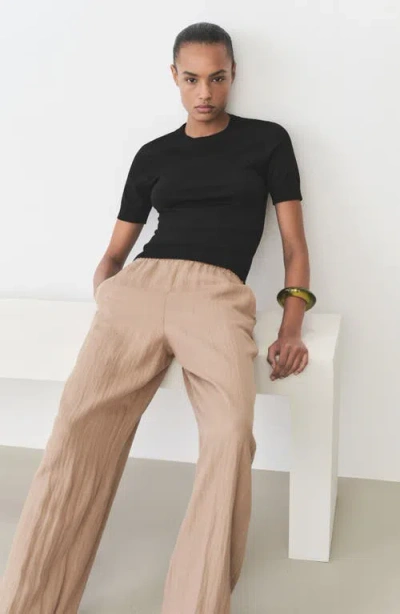 Mango Short Sleeve Sweater In Black