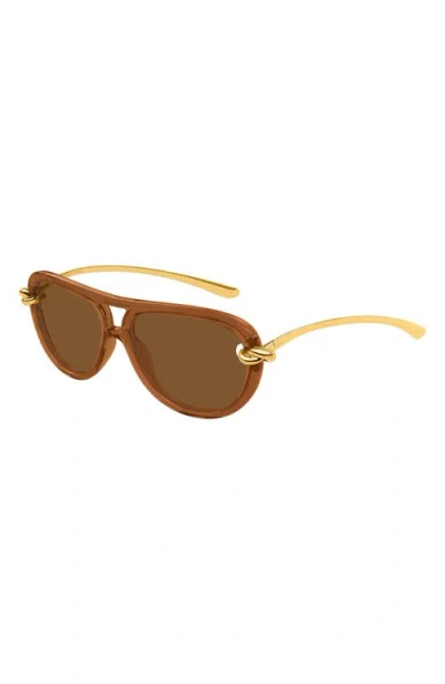 Bottega Veneta Women Two-tone Acetate And Metal Sunglasses In Brown