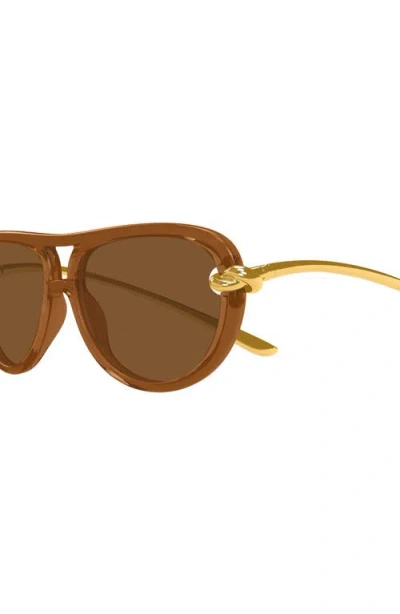 Bottega Veneta Women Two-tone Acetate And Metal Sunglasses In Brown