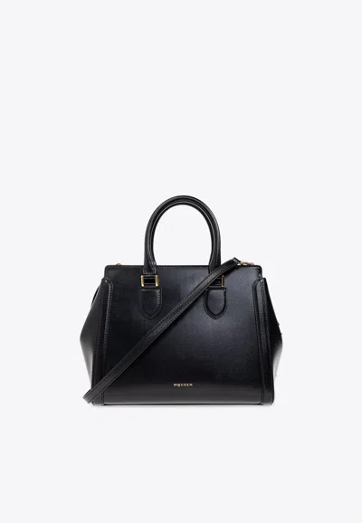 Alexander Mcqueen Large Birdee Top Handle Bag In Black