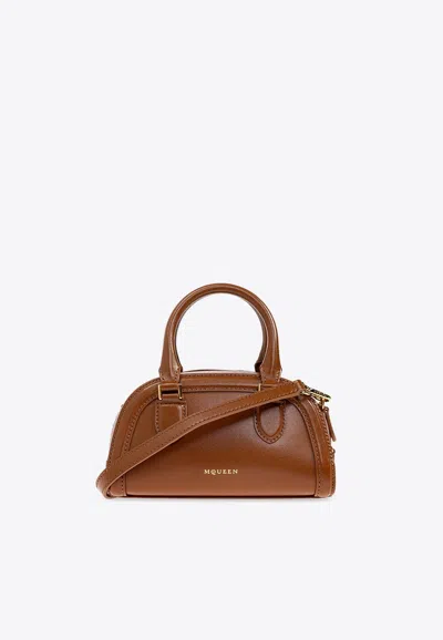 Alexander Mcqueen Mini Birdee Boston Top Handle Bag In Brown
