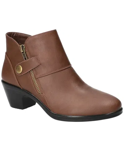 Easy Street Womens Fritzi Block Heel Booties In Brown