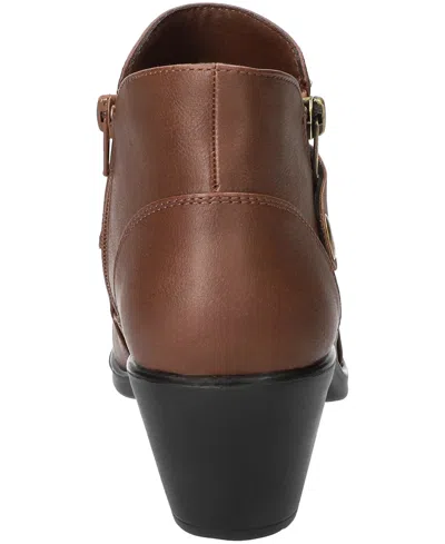 Easy Street Womens Fritzi Block Heel Booties In Brown