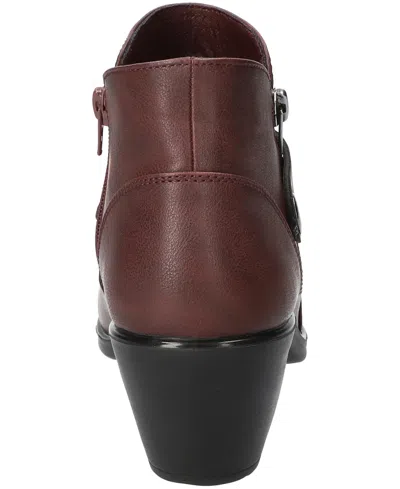 Easy Street Womens Fritzi Block Heel Booties In Burgundy