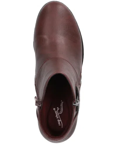 Easy Street Womens Fritzi Block Heel Booties In Burgundy