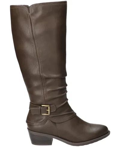Easy Street Womens Tenille Flat Heel Riding Boots In Brown