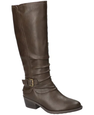 Easy Street Womens Tenille Plus Wide Calf Stacked Heel Riding Boots In Brown