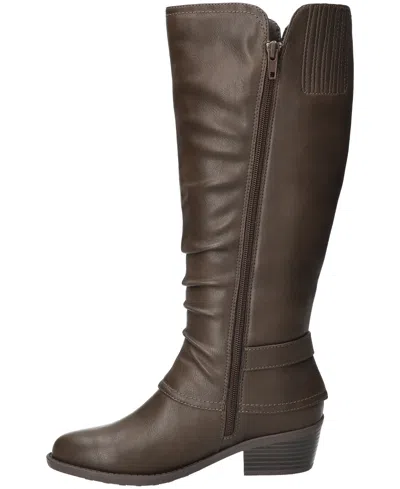 Easy Street Womens Tenille Plus Wide Calf Stacked Heel Riding Boots In Brown