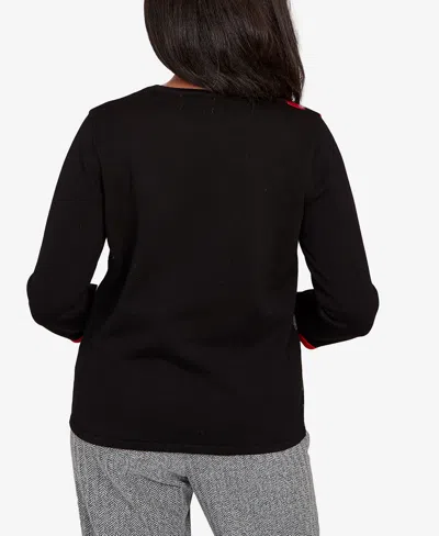 Alfred Dunner Petite Jet Setter Zebra Color Block Long Sleeve Sweater In Multi