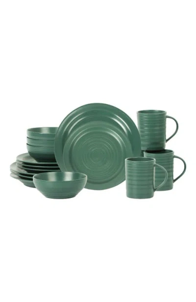 Stone Lain Orbit Stoneware 16-piece Dinnerware Set With Cereal Bowls And Mugs In Green