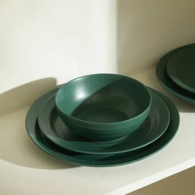 Stone Lain Orbit Stoneware 16-piece Dinnerware Set With Cereal Bowls And Mugs In Green