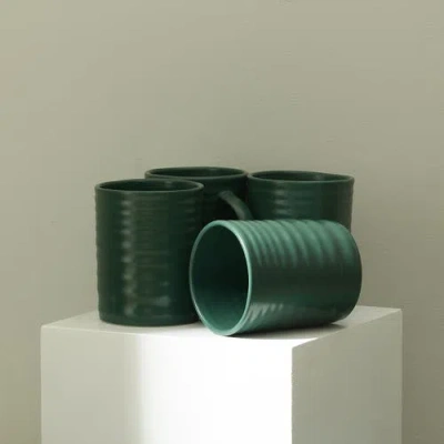 Stone Lain Orbit Stoneware 16-piece Dinnerware Set With Cereal Bowls And Mugs In Green