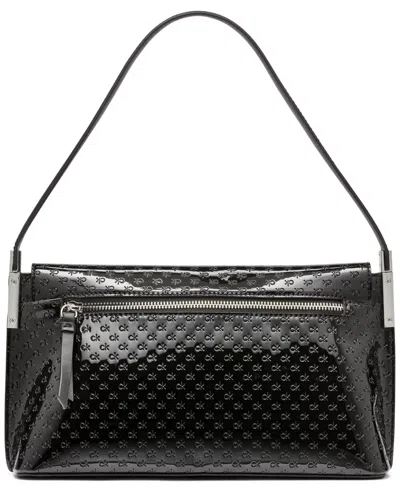 Calvin Klein Women's Verne Signature Embossed Flap Shoulder Bag In Black