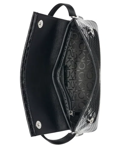 Calvin Klein Women's Verne Signature Embossed Flap Shoulder Bag In Black