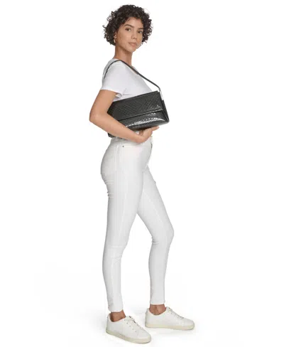 Calvin Klein Women's Verne Signature Embossed Flap Shoulder Bag In Black