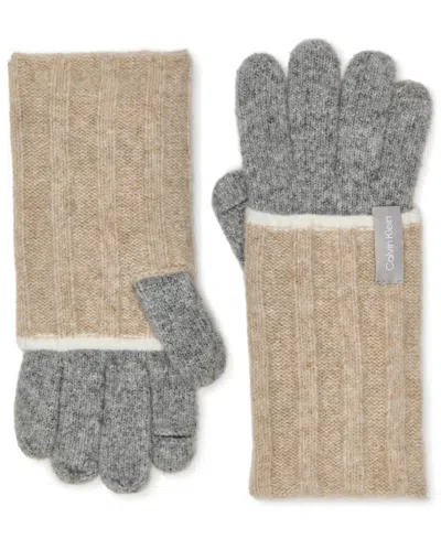 Calvin Klein Patchwork Knit Gloves In Multi