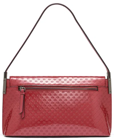 Calvin Klein Women's Verne Signature Embossed Flap Shoulder Bag In Red