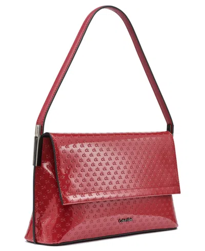 Calvin Klein Women's Verne Signature Embossed Flap Shoulder Bag In Red