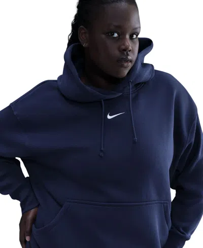 Nike Sportswear Plus Size Phoenix Fleece Oversized Pullover Hoodie In Blue