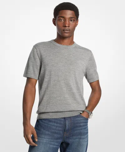 Michael Kors Merino Wool Crewneck Tee In Gray