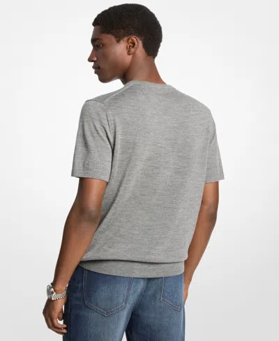 Michael Kors Merino Wool Crewneck Tee In Gray