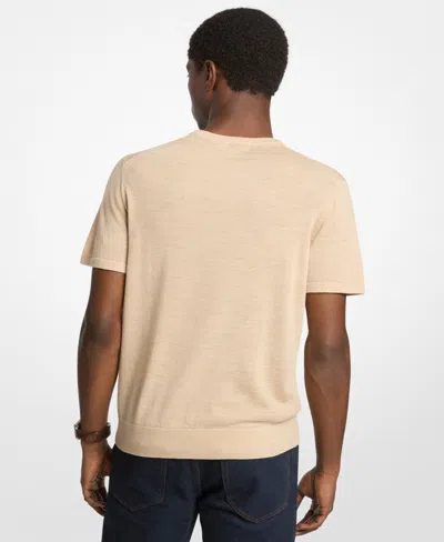 Michael Kors Merino Wool Crewneck Tee In Neutral