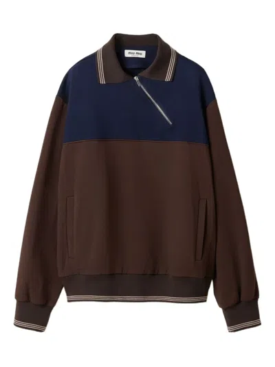 Miu Miu Oversized Two-tone Knit Sweater In Multi