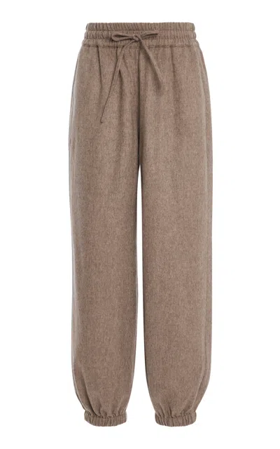 Co Flannel Wool-cashmere Joggers In Brown
