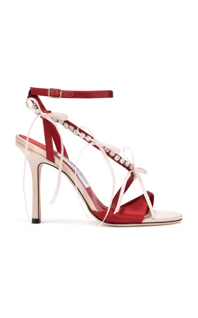 Jimmy Choo 100 Mm Crystal-embellishment Sandals In Red