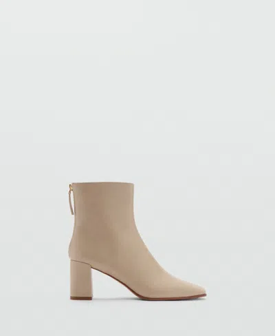 Mango Block Heel Bootie In Nude