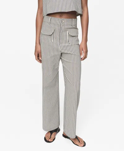 Mango Stripe Pants With Pockets In Neutral
