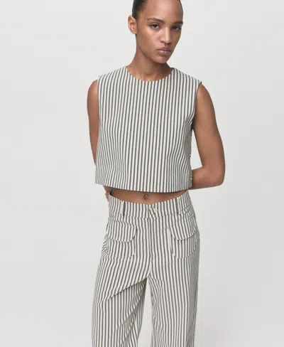 Mango Stripe Pants With Pockets In Neutral