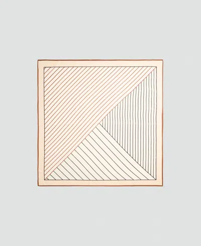 Mango Selection Geometric Print Wool Scarf In Neutral